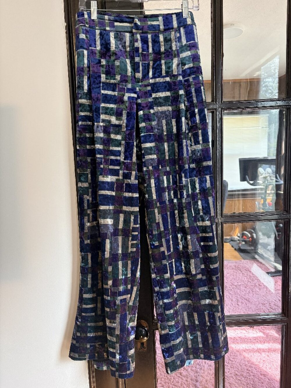 ELOQUII Velvet Corduroy Wide Leg Pants Size 14 Geometric Print